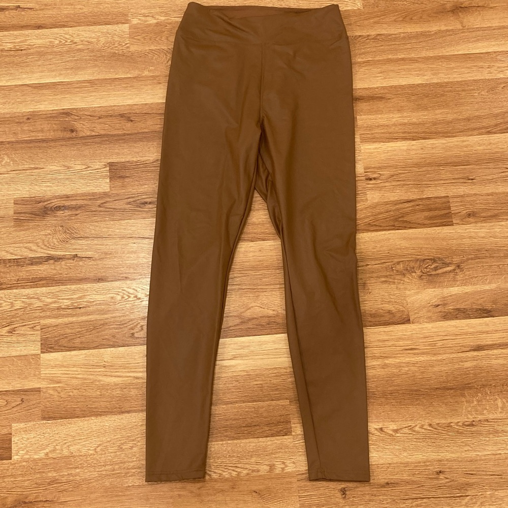 Offline by Aerie Faux-Leather Brown High-Rise Leggings
